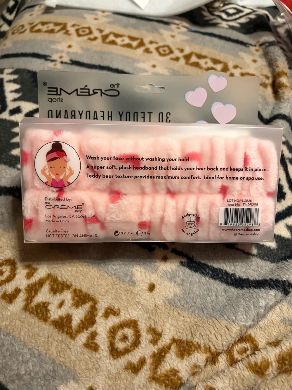 The Crème Shop NIP 3D Teddy Heart Headband - Coral Pink & White